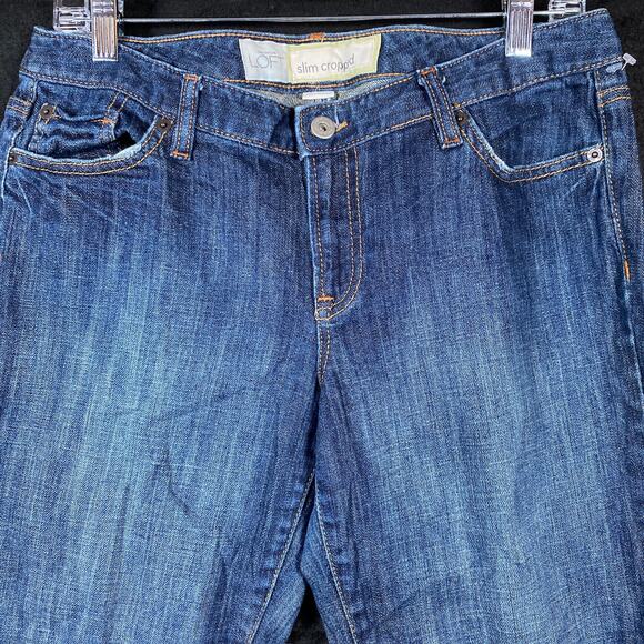 Ann Taylor LOFT Womens Jeans Blue Denim Mid Rise Slim Cropped Stretch 10P - Picture 2 of 11